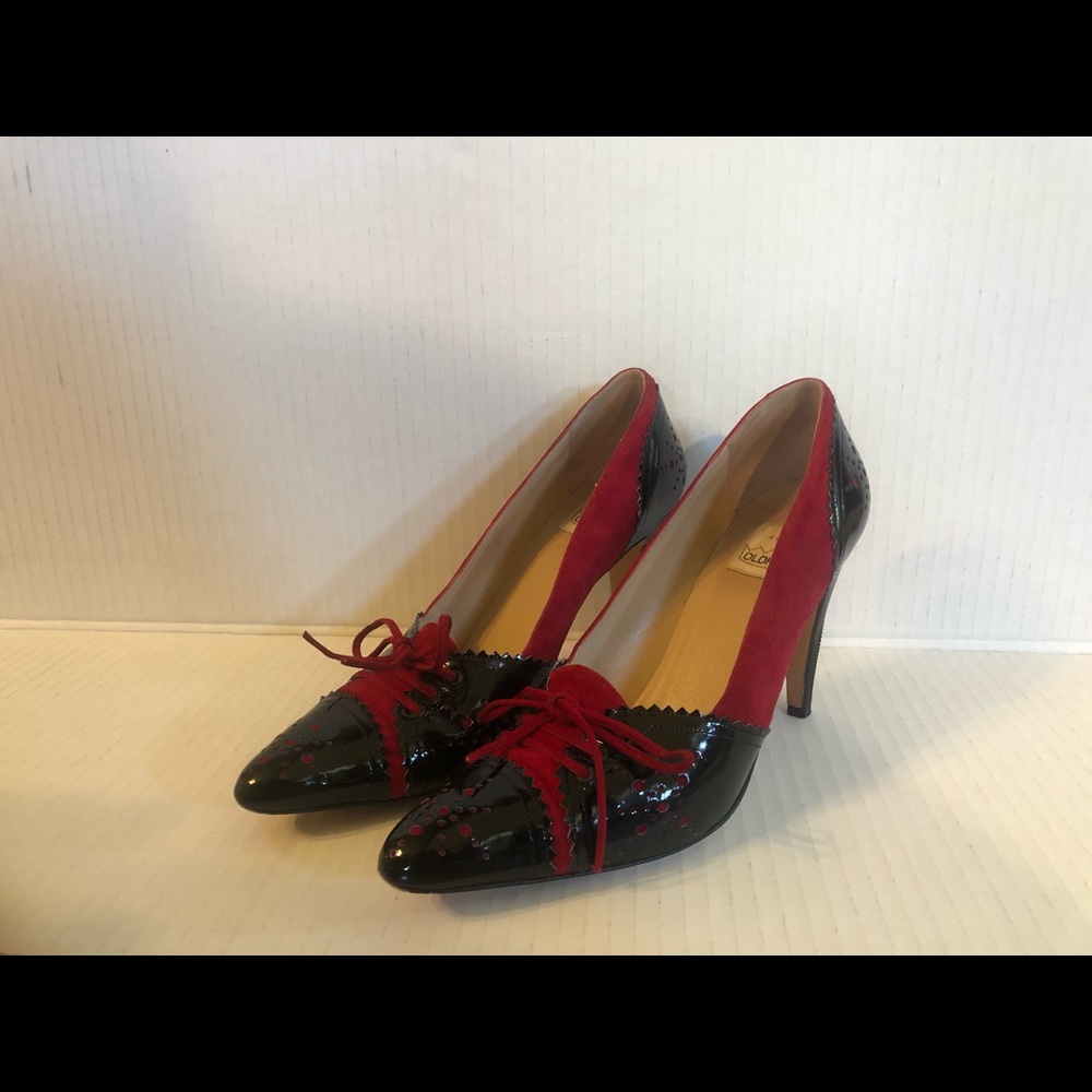 Todd Oldham Vintage Suede Spectator Lace Up Heels
